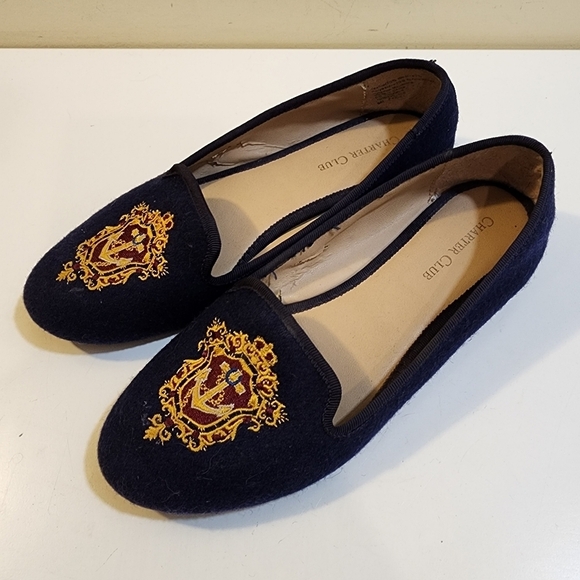 Charter Club navy Femmiie Slip On Smoking Loafers Women's Size 6M - Picture 1 of 13